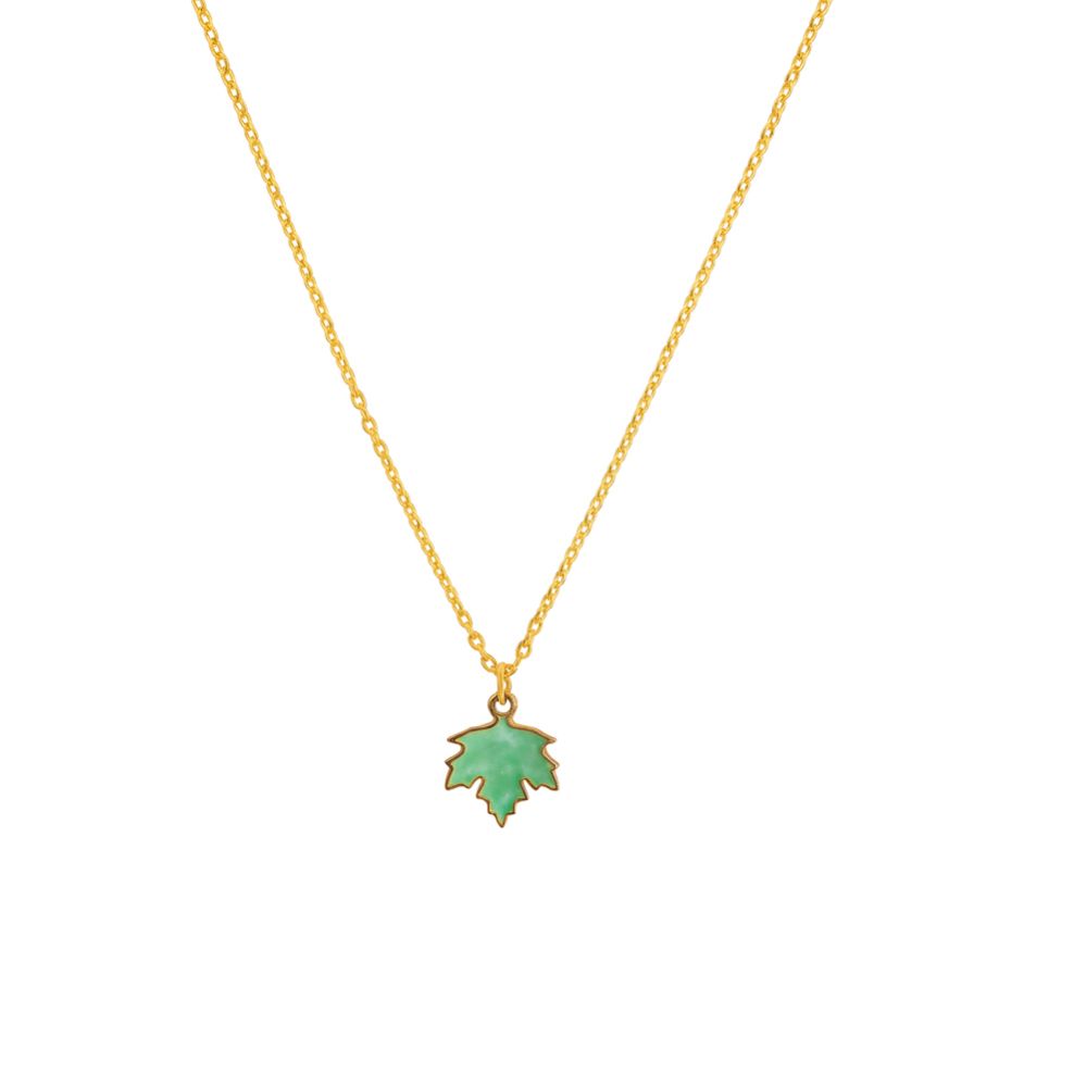 Green & Gold Maple Leaf Charm Necklace - Nature's Whisper