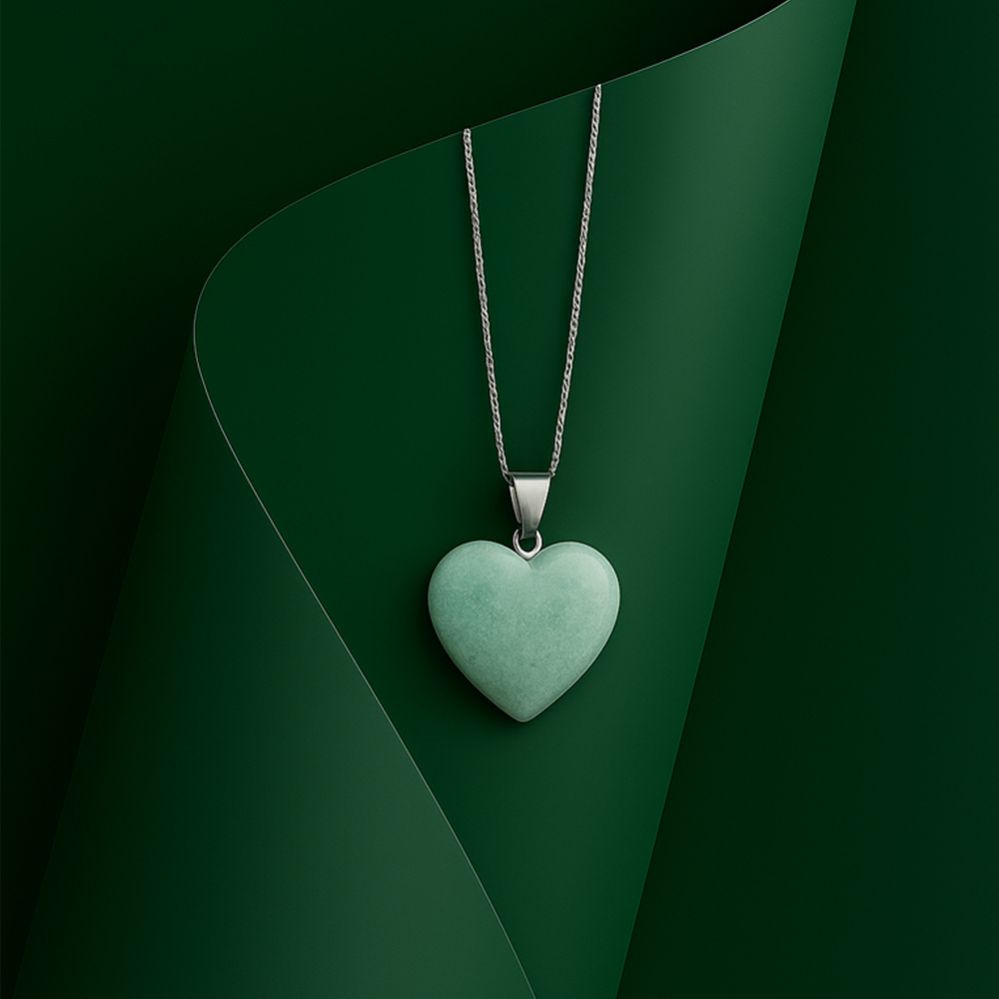 Aqua Heartstone Pendant – Serenity in Simplicity