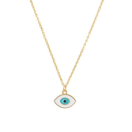 Azure Gaze Necklace - Evil Eye in White & Sky Blue Ename
